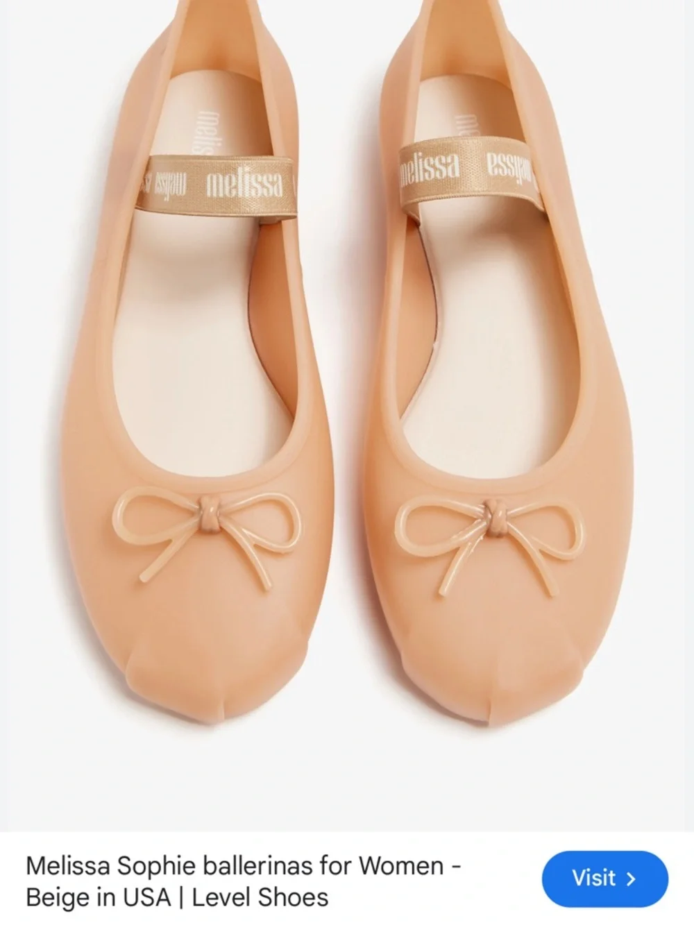 Melissa Beige Ballet Flats with Bow Accent and brand MELISSA straps